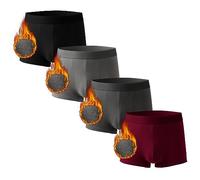 Nuofengkudu Thermal Mens Underwear Trunks Boxer Shorts Warm Seamless Support Pouch Stretch Waistband Comfy Winter Male Underpants Casual Pajama C 4 Pack Black Grey Drak Grey Red M