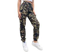 Nuofengkudu Women Cuffed Jogging Bottoms with Pockets Drawstring Camouflage Patterned High Waisted Tracksuit Bottoms Lounge Teen Girls Cargo Joggers Pants Walking Petite Combat Trousers Casual S