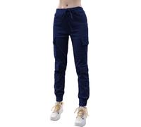 Nuofengkudu Womens Petite Cargo Trousers Elasticated High Waisted with Flap Pockets Cuffed Ankle Teen Girls Y2K Harem Joggers Pants Work Bottoms Casual Streetwear