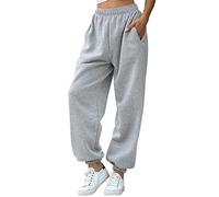 Nuofengkudu Women's Plain Baggy Fleece Tracksuit Bottoms Warm Harem Joggers Pants with Pockets Elastic Waist Thermals Tapered Leg Sweatpants Running Workout Casual Lounge Wear(F-Grey,XL)