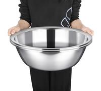 Nuogo 2 Pack 17 Quart Large Mixing Bowl Oversized All Purpose Stainless Steel Mixing Bowl Metallic Flat Base for Home Commercial Prepping Baking Marinating Cooking Brining