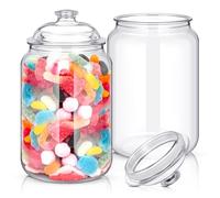 Nuogo 2 Pcs Plastic Candy and Cookie Jars with Lids 192 oz Clear Cookie Container Candy Jars Decorative Airtight Apothecary Snack Buffet Torage Organization Canister for Wedding Home Kitchen Bar