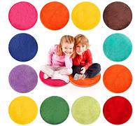Nuogo 20 Pcs Kids Crazy Carpet Circle Seats 18 Inch Rainbow Round Floor Rug Mats Soft Warm Colorful Floor Cushions for Home School Classroom Story Time Group Activity Spot Marker Play Areas (Round)