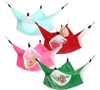Nuogo 4 Pcs Rat Hammock for Cage Small Animal Hanging Ferret Hammocks for Rat Accessories Double Layer Ferret Bed for Guinea Pig Playing Sleeping (Red, Green, Rose Red, Turquoise,Classical)