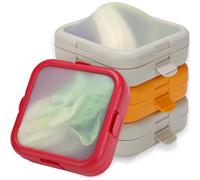 Nuogo 4 Pcs Silicone Fruit Storage Box Anti-oxidation Avocado Saver Storage Tomato Pod Vegetable Saver Reusable for Fridge Garlic Lemons Potatoes(Red, White,Orange,5.5 x 5.5 x 1.8 Inches)