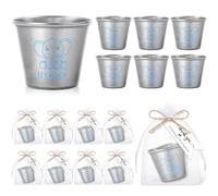 Nuogo 50 Sets Elephant Baby Shower Party Favors for Guest Stainless Steel Shot Glasses with Thank You Tag Organza Bag Thank You Baby Shower Gifts for Baby Boy Girl Gender Reveal Party Supplies (Boy)