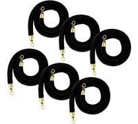 Nuogo 6 Pcs Velvet Stanchion Rope Black Carpet Party Decorations 5ft Crowd Control Velvet Ropes Safety Barrier with Gold Hook for Event Movie Theaters Grand Opening Hotel Party Supplies