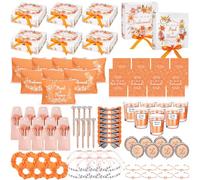Nuogo 88 Pcs Bridesmaid Proposal Gifts Bridesmaid Box Set Maid of Honor Gift Include Box Candle Invited Cards Scrunchies Hair Elastics Ties Knotted Bracelets Diamond Pens(Orange)