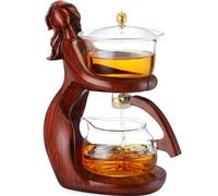 Nuogo Semi Automatic Glass Teapot Set Tea Maker with Infuser Lazy Magnetic Semi Automatic Kungfu Tea Set with 6 Small Cups