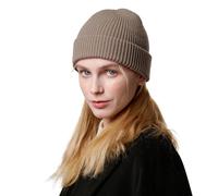 NUOHEMULE 100% Merino Wool Beanie for Men and Women, Unisex Warm and Soft Merino Wool Hat for Winter, Breathable and Cozy Beanie for Cold Weather Brown