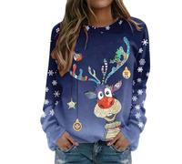 Nuoke christmas jumper, adult christmas jumper, Long Sleeve funny Reindeer Printed Sweatshirt Casual hoodies xmas Hoodies Crewneck ugly plus size Tops