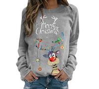 Nuoke christmas jumper, christmas jumper light up, Long Sleeve funny Reindeer Printed Sweatshirt Casual hoodies xmas Hoodies Crewneck ugly plus size Tops