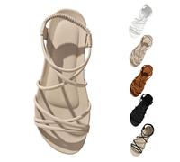 Nuoke ladies sandals,walking sandals,New Open Toe Strap Slim Beach Roman Shoes Soft Bottom For Foreign Trade Comfort Size 8 (Beige, 5.5)