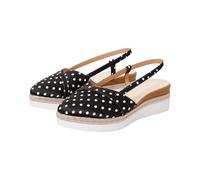 Nuoke leather sandals for women - Women's Wedge Sandals Platform Espadrille Closed Toe Polka Dot Ankle Strap Buckle Summer Casual Rope Trim Roman Style Shoes