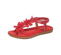 Nuoke Women’s Toe Post Sandals with Floral Appliqué, Elasticated Back Strap, Flat Slip On Summer Beach Shoes for Casual Holiday Wear, Large Size Friendly
