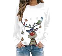 Nuoke womens christmas jumpers, christmas sweaters, Long Sleeve funny Reindeer Printed Sweatshirt Casual hoodies xmas Hoodies Crewneck ugly plus size Tops