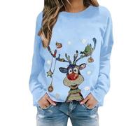 Nuoke womens christmas jumpers, ladies christmas jumpers, Long Sleeve funny Reindeer Printed Sweatshirt Casual hoodies xmas Hoodies Crewneck ugly plus size Tops
