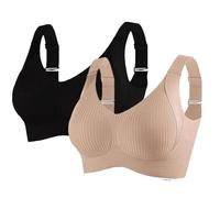 Nuoke Womens Gym Tops, shapedly Bra, Comfort Bras for Older Women, Front Closure 5d Shaping Wireless Support Bra, Non Wired Bras for Women UK