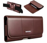 nuoku Mobile Phone Holster for Samsung Galaxy S10 Plus S20 S20 Plus S9 Plus S8 Plus Note10 Note9 Note8, Max 6.3 Inch Leather Mobile Phone Case with Card Slot for Men (Brown Max S 6.3 Inches)