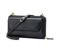 nuoku Womens RFID Wallet Purse Wristlet Crossbody Clutch with Zip Around 2 Strap(Black)