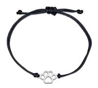 Nuoli® Paw Bracelet Women's Silver (Adjustable) Great Gift for Dog Owners, Dog Lovers and Cat Owners, Ajustable, Fabric strap, waterproof stainless steel