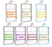 NUOLUTH Clear Packing Cubes: 7 Pack Days of Week Organizers with Labels, Mesh Material, Zippered Storage Bags