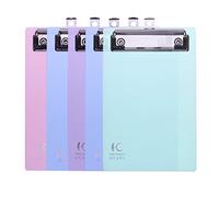 NUOLUX 5 Pack A6 Clipboards Mini Colourful Transparent Plastic Clip Board with Low Profile Clip (Random Color)
