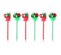 NUOLUX 6Pcs Red and Green Christmas Themed Jingle Bell Ballpoint Pen Christmas Holiday Festive Party Favors Gift Pens