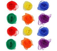 NUOLUX Rhythm Band Hemmed Square Juggling Dance Scarves 12pcs (Random Color)