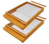 NUOMIC 2 Pack Bee Hive Screened Bottom Board Beeswax Coated, Screened Bottom Board 10 Frame for Langstroth Beehive Summer Airflow