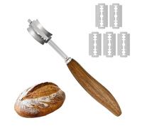 NUOOO Bread Lame Cutter Bread Scoring Knife Bread Bakers Lame Slashing Tool with 5 Pieces Blades and a Dark Brown Leather Cover