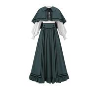 Nuoqi Edwardian Dress for Women Victorian Dress 3PC 1800s Cape Civil War Costume Green XL