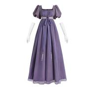 Nuoqi Regency Dresses for Women Regency Era 1800s Dress Empire Waist Victorian Tea Ball Gown, Purple, Small