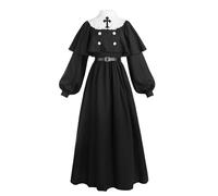 Nuoqi The Nun Costume for Women Adult Black Nun Dress Halloween Party Outfit with Headpiece XXL