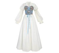Nuoqi Women Regency Dress Sash Ruffle Empire Waist Regency Era Dress Jane Austen Tea Party Ball Gown, Blue, 3XL
