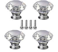 nuosen 4 pcs Crystal Knobs, 40 mm Diamond Drawer Cabinet Door Pull Crystal Door Handles with Screws for Home Kitchen Office Chest Bin, Dresser