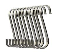 Nuosen S Shaped Hanging Hooks - 10 Pcs Stainless Steel Flat S Hooks for Kitchen, Bedroom and Office - Heavy-Duty Pan Hangers