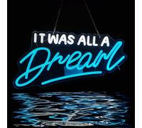 NUOSHANZS Neon Sign - 'It Was All A Dream' LED Neon Light with Dimmer (White & Blue, 16.5inches)