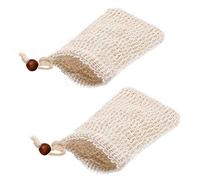 nuoshen 2 pcs Sisal Soap Bag, Natural Organic Soap Bag Exfoliating Soap Saver Pouch with Drawstring for Foaming, Drying Soaps, Exfoliation