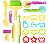nuoshen 20 Pcs Clay Dough Tool Kit, Plastic DIY Clay Dough Modelling Tools Set Rollers and Cutters for Kids(Random Color)