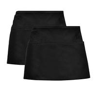 nuoshen 2Pack Anti-dirt Waist Apron, Short Black Apron with Pockets for Home Kitchen Restaurant Work, Waitress, Chef, Waiter, Cooking, Baking, 33 * 50cm