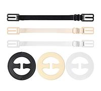 nuoshen 6 pcs Bra Strap Clips Set, 3 pcs Bra Straps Holder and 3 pcs Bra Clips for Full Cup Size(Black, White, Beige)