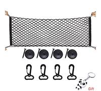 nuoshen Cargo Nylon Net, 4 Hooks Car Trunk Universal Cargo Net Elastic Nylon Mesh Storage Organizer Car Net for Kids Luggage for SUV,Truck Bed or Trunk, Black