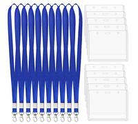 nuoshen Lanyard Card Holder, 40 pcs Waterproof Name Tag Badge Transparent Conference Work Pass ID Card Holders for Office & Exhibition
