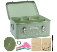 nuoshen Seed Storage Box Organiser, Garden Seed Box With 50 Seed Envelopes, 50 Plant Labels, 20 Plant Clips, 10 m Plant Ties And Marker Pen For Gardeners Allotment, Gardening Gifts for Men and Women