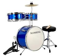 NUOSHENG Kids Drum Set 3-Piece for Beginners, 13 Inch Drum Kit with Adjustable Throne, Cymbal, Pedal & Drumsticks, Junior Drum Set with Bass Tom Snare Drum, Blue