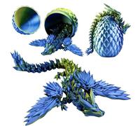 nuosife 3D Printed Dragon in Egg 10" Crystal Creature Fidget Dragon with Wings and Home Décor for Fantasy Lovers, Christmas, Easter, Birthdays, Executive Desk Decor, Laser Green