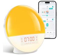 nuosife Sunrise Alarm Clock with App Control, White Noise Machine, Dual Alarms, Wake Up Light with Sunrise and Sunset Simulation, FM Radio & Bluetooth Speaker, Coloured Light, USB Powered
