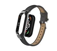 nuosiweilang Bracelet Compatible with Xiaomi Mi Band 7 Strap,Replacement Band Leather Wristband Watchband Accessories for Xiaomi Mi Band 7,Black