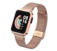 nuosiweilang Bracelet Compatible with Xiaomi Mi Watch Lite/Redmi Watch, Mi Watch Lite Stainless Steel Woven Mesh Watch Strap for Redmi Watch/Xiaomi Mi Watch Lite, Rose Gold